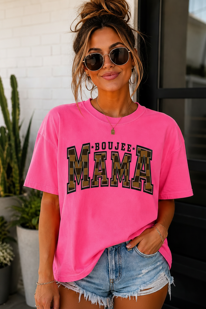 Boujee Mama Checker Glitter Transfer