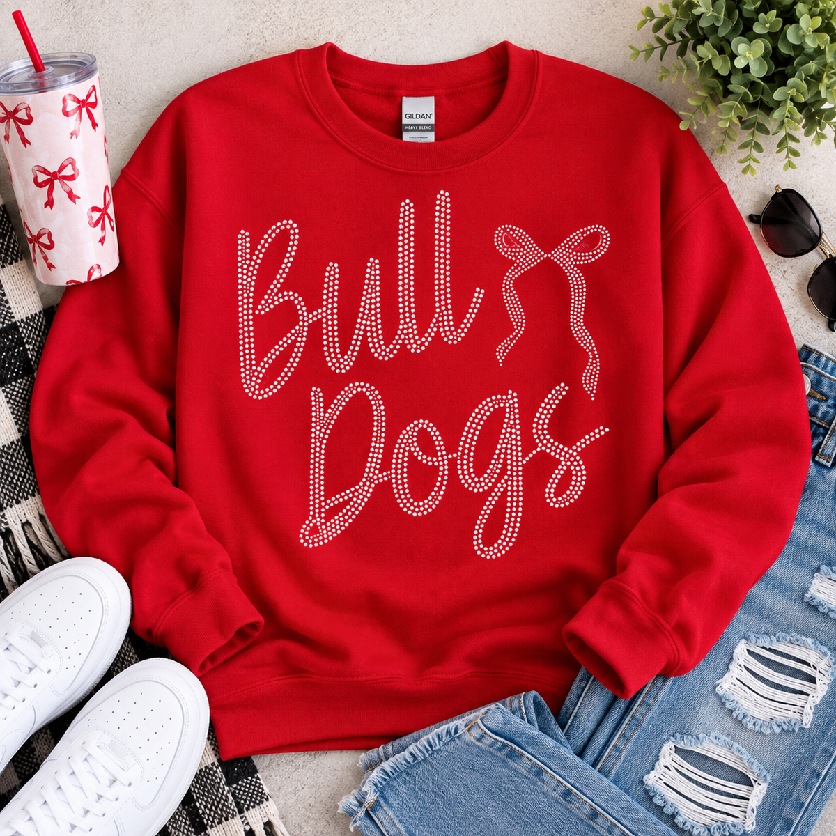 Bulldogs with Bow Spangles Transfer