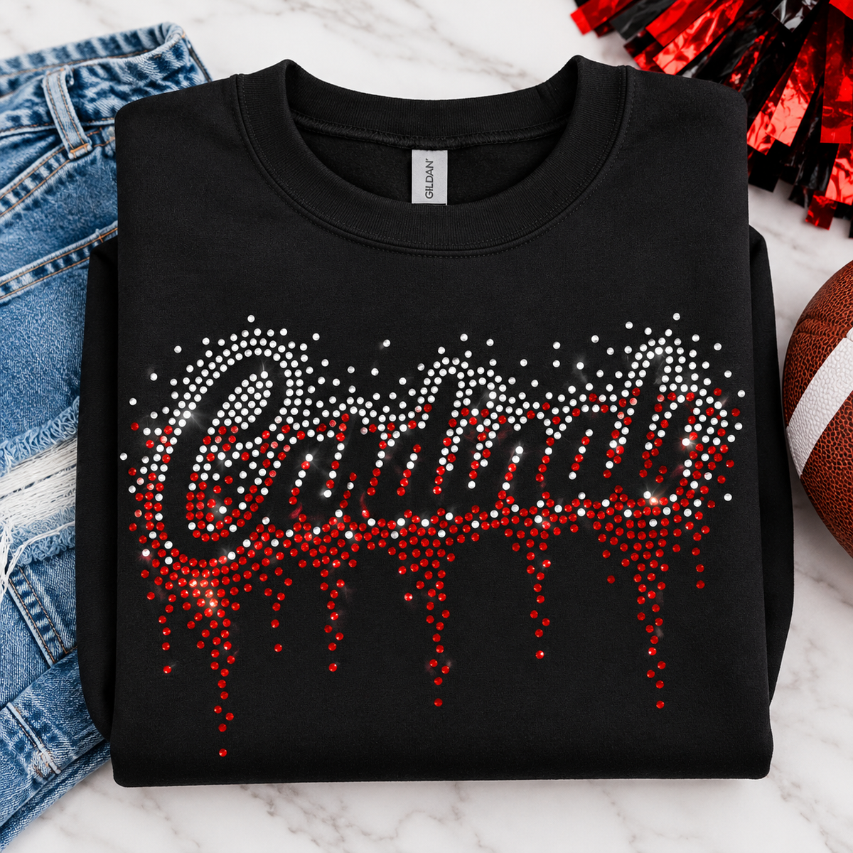 Cardinals Ombre Drip Spangles Transfer
