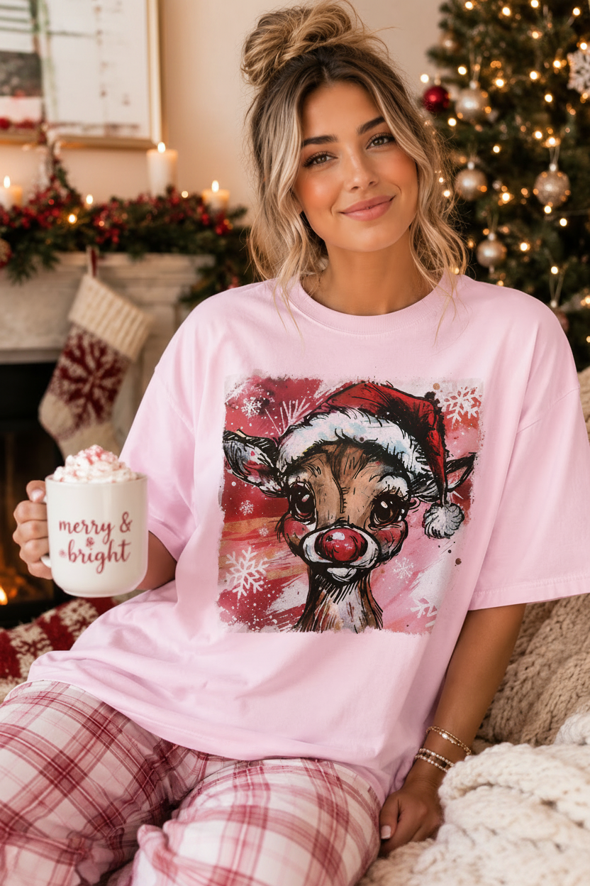 Vintage Rudolph Glitter Transfer