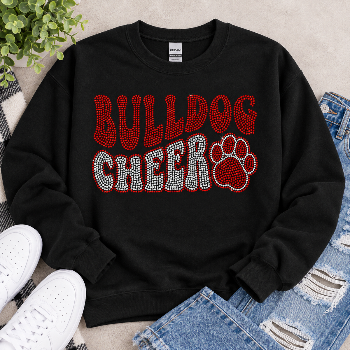 Bulldog Cheer Paw Spangles Transfer