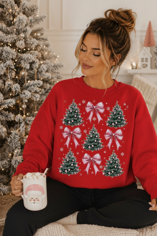 Christmas Trees & Bows Glitter Transfer